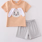 Orange floral bunny applique set