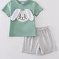 Green bunny applique set