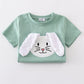 Green bunny applique set