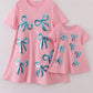 Pink bow sequin mom&me dress