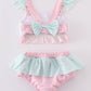 Pink princess embroidery girl 2pc swimsuit