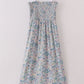 Vintage meadow print smocked mom dress
