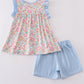 Blue floral print set