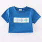 Blue airplane embroidery top