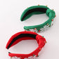 Green christmas snowflake embroidery adults headband