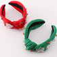 Green christmas snowflake embroidery adults headband