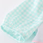 Blue princess embroidery girl gingham dress