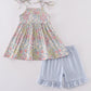 Pastel wildflowers print shorts set