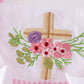Pink seersucker cross floral embroidery bloomer set