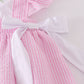 Pink seersucker cross floral embroidery set