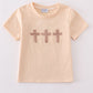 Cream cross french knot top