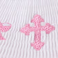 Pink cross embroider smocked set