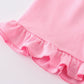 Pink cross embroider smocked set