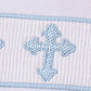 Blue cross embroider smocked set