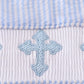 Blue cross embroider smocked set