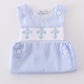 Blue cross embroider smocked set