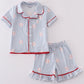Blue stripe baseball pajamas set