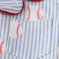 Blue stripe baseball pajamas set