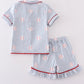 Blue stripe baseball pajamas set