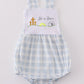 Blue plaid he is risen embroidery bubble