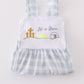 Blue plaid he is risen embroidery bubble