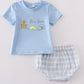 Blue plaid he is risen embroidery bloomer set