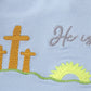 Blue plaid he is risen embroidery bloomer set
