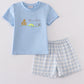 Blue plaid he is risen embroidery  set