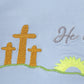 Blue plaid he is risen embroidery  set