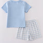 Blue plaid he is risen embroidery  set