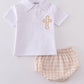 Easter cross embroidery boy bloomer set