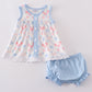 Blue bow lattice print  bloomer set