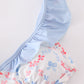Blue bow lattice print  mom swimsuit