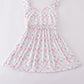 Blue bow lattice print mom&me dress