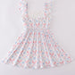 Blue bow lattice print mom&me dress