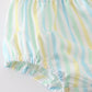 Yellow stripe animal embroidery smocked bloomer set