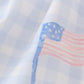 Blue flag embroidery smocked gingham bloomer set