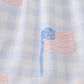 Blue flag embroidery smocked shorts set