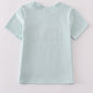 Blue tool embroidery top