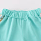 Rainbow stripe marine creature embroidery smocked shorts set