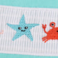 Blue marine creature embroidery smocked top