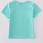 Blue marine creature embroidery smocked top