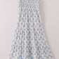 Blue hydrangea bow smocked mom&me dress