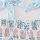 Blue hydrangea bow print ruffle bloomer set
