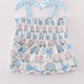 Blue hydrangea bow smocked mom&me dress