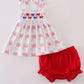Bow embroidery smocked bloomer set