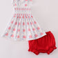 Bow embroidery smocked bloomer set