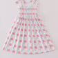 Bow embroidery smocked dress