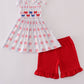 Bow embroidery smocked shorts set