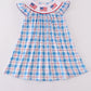Flag embroidery smocked dress